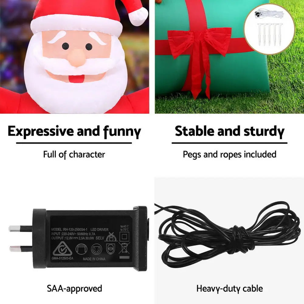 2.8M Christmas Inflatable Santa in Ballon LED Decorations Illuminated