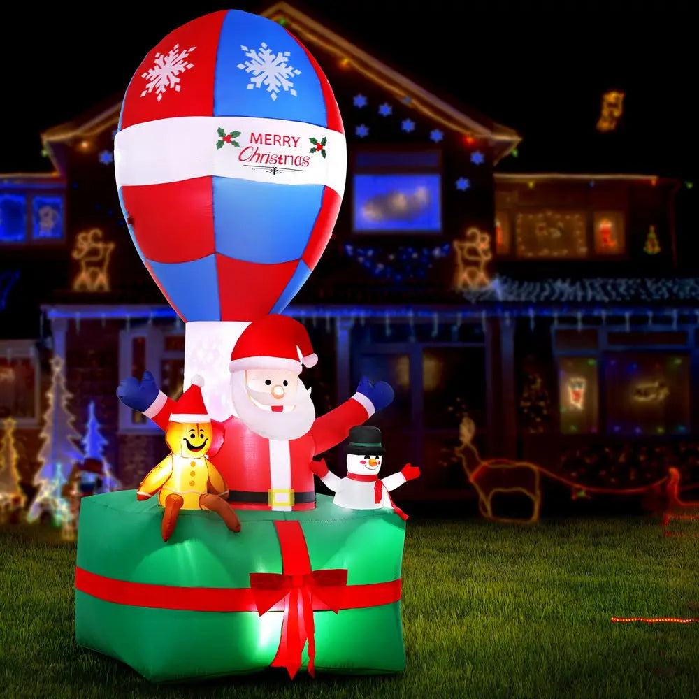 2.8M Christmas Inflatable Santa in Ballon LED Decorations Illuminated