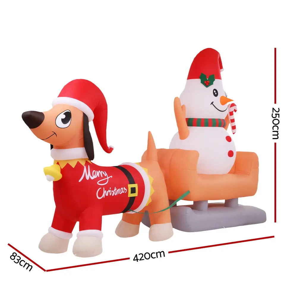 4.2M Christmas Inflatable Snowman Dog Outdoor Decorations Illuminated