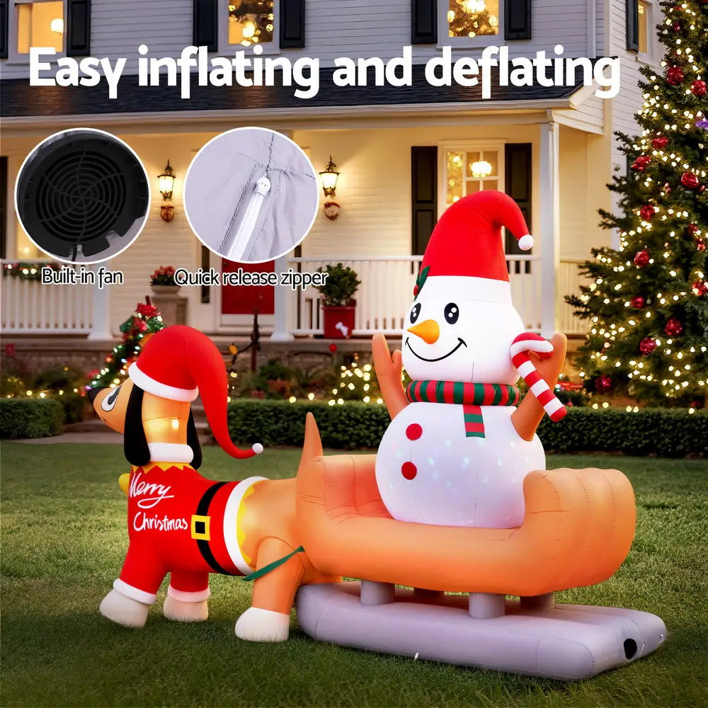 4.2M Christmas Inflatable Snowman Dog Outdoor Decorations Illuminated