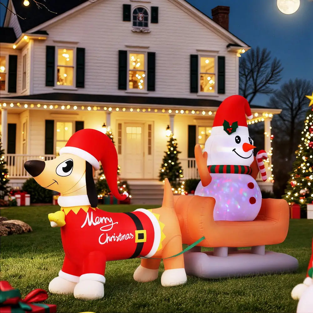 4.2M Christmas Inflatable Snowman Dog Outdoor Decorations Illuminated