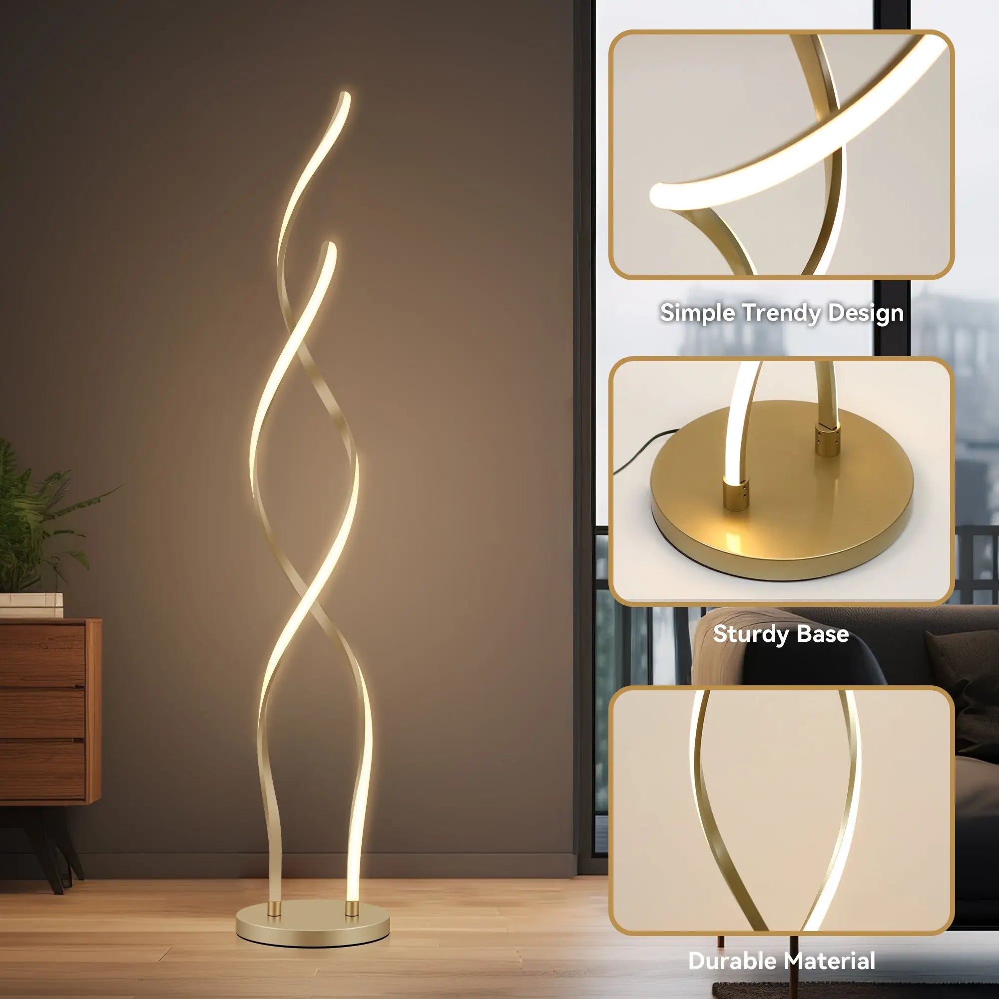 Acropora Led Floor Lamp Gold Modern Lounge Lighting