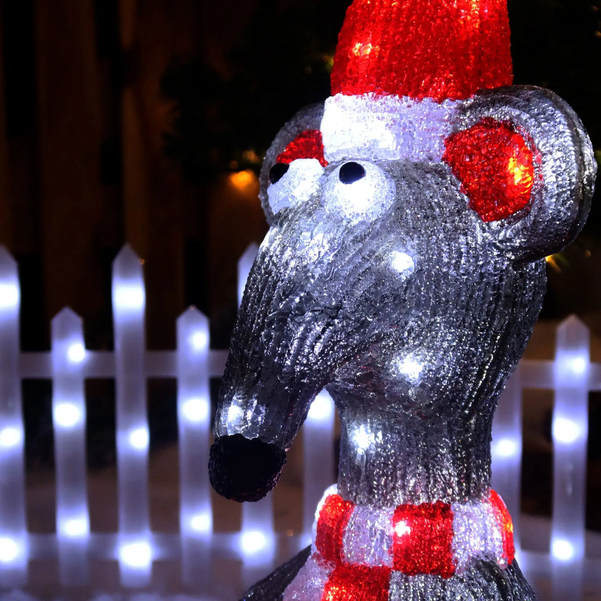 Acrylic Christmas Rat Decoration - Indoor & Outdoor