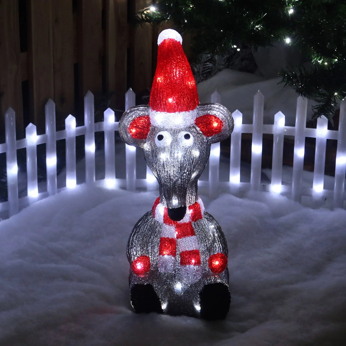 Acrylic Christmas Rat Decoration - Indoor & Outdoor
