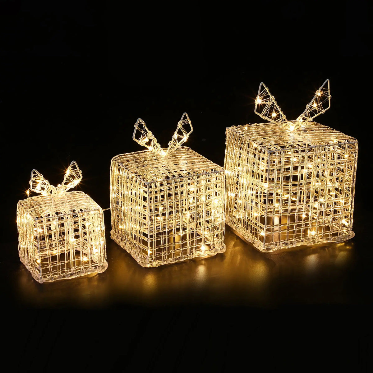 Acrylic Giftbox Set of 3 - Warm White Lighting