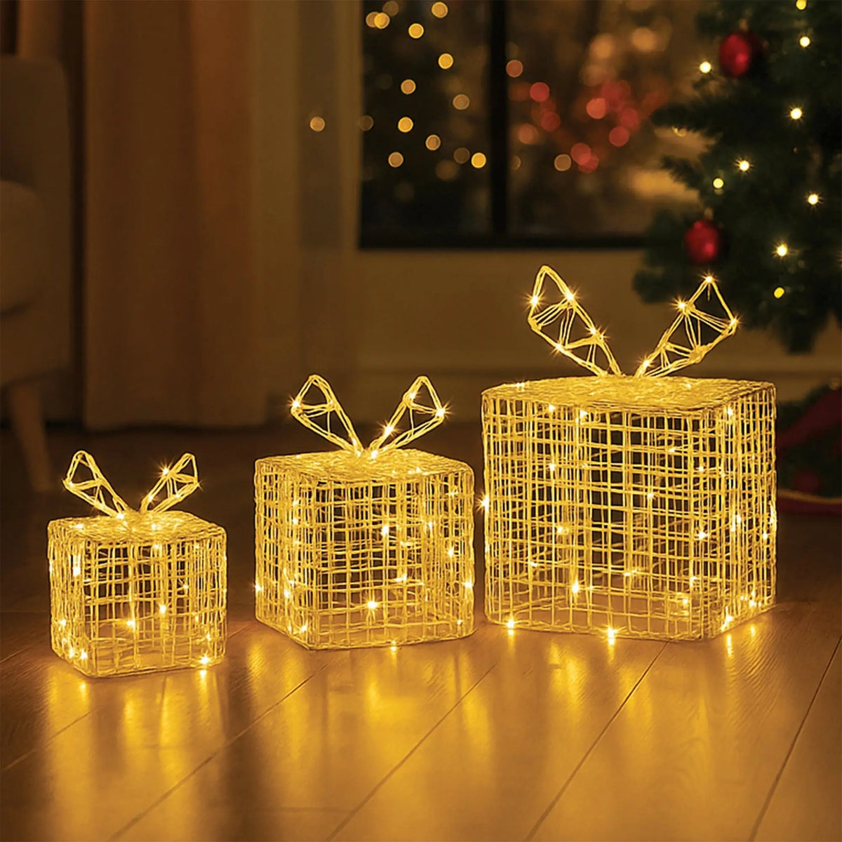 Acrylic Giftbox Set of 3 - Warm White Lighting