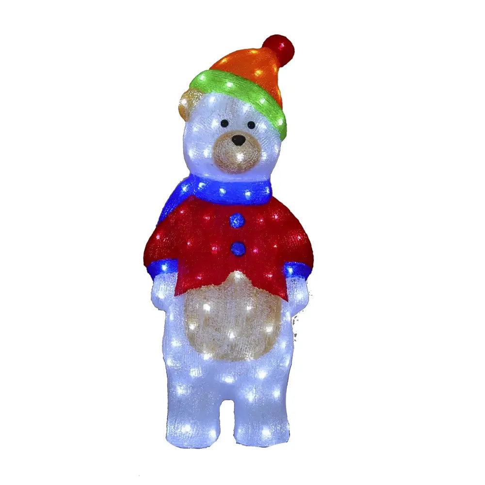 Promo Christmas Figure Acrylic Cartoon Teddy Bear - H80cm - 120 White LEDs ACY003-P