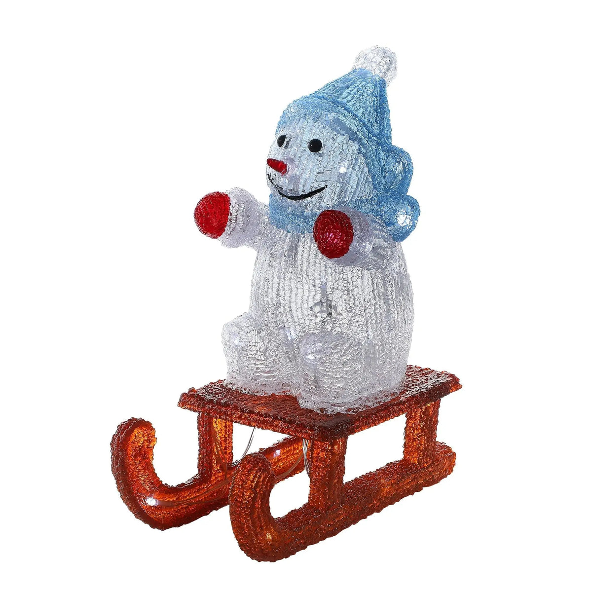 Acrylic Led Snowman on Sleigh Green Earth Lighting