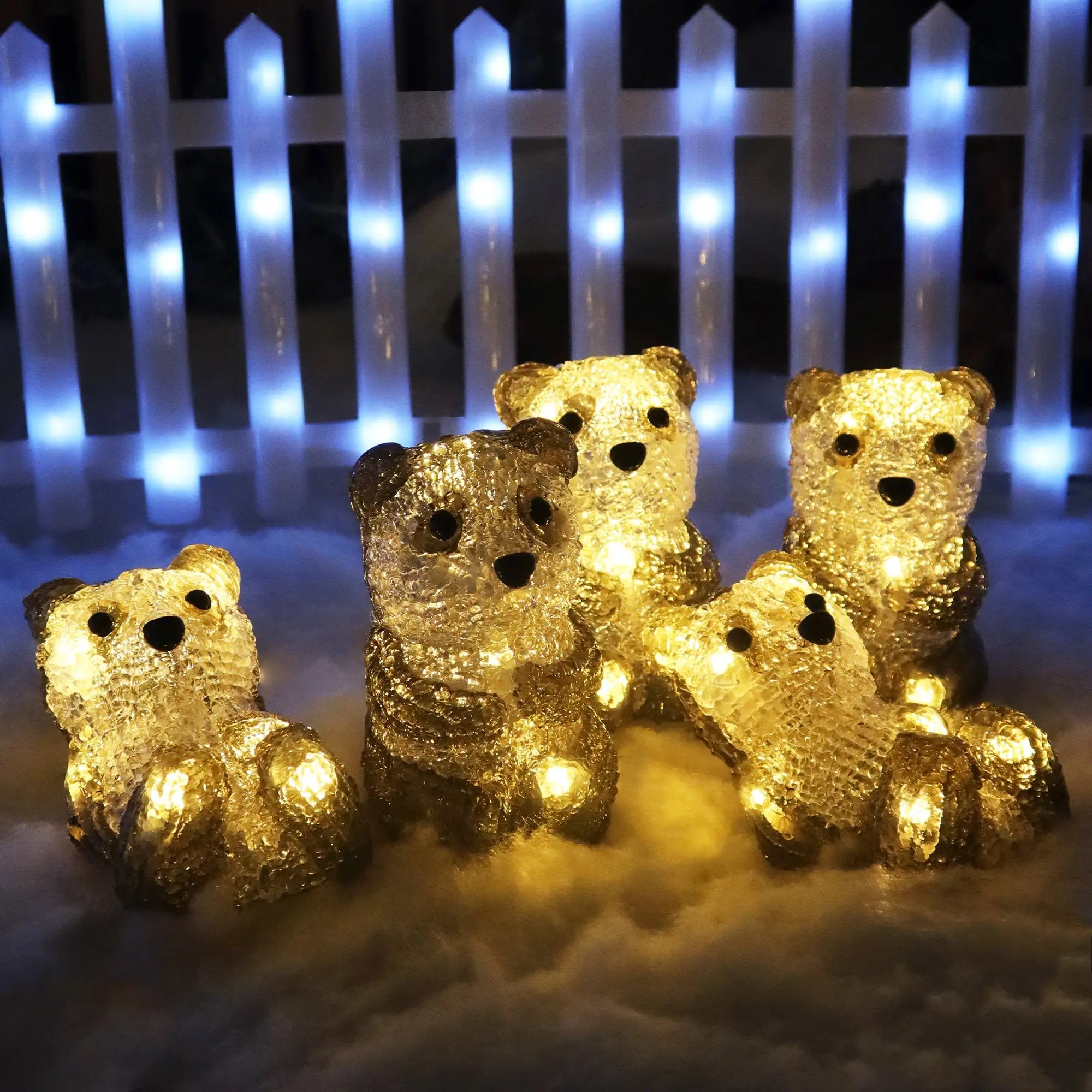 Lexi lighting mini panda set: 5 illuminated acrylic pandas