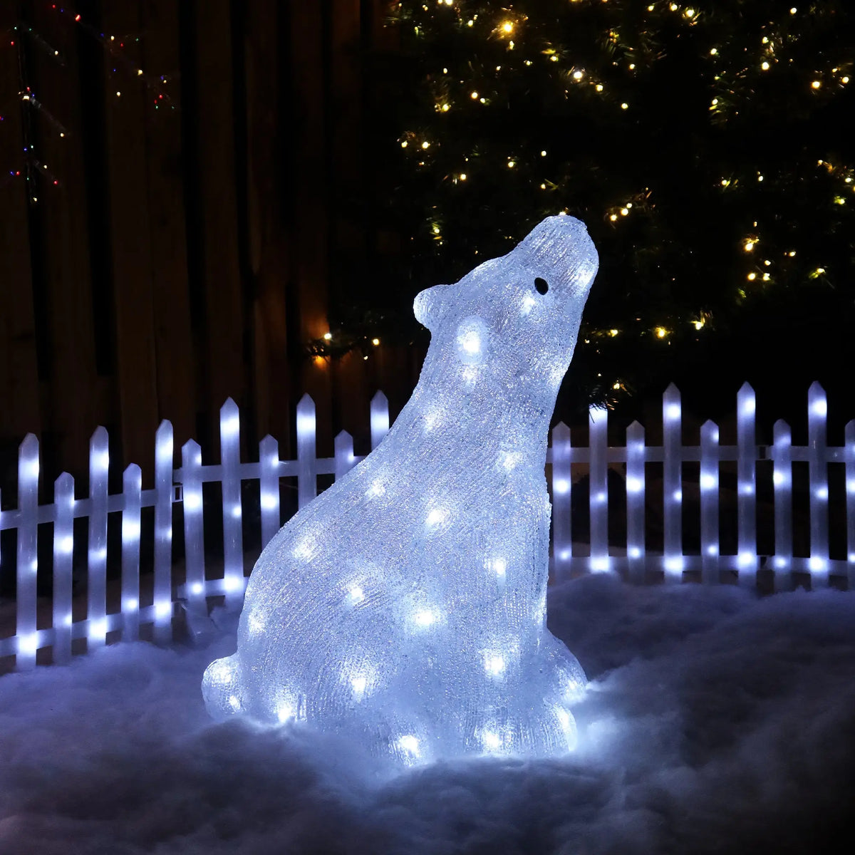 Acrylic Polar Bear Figurine - Light & Timer