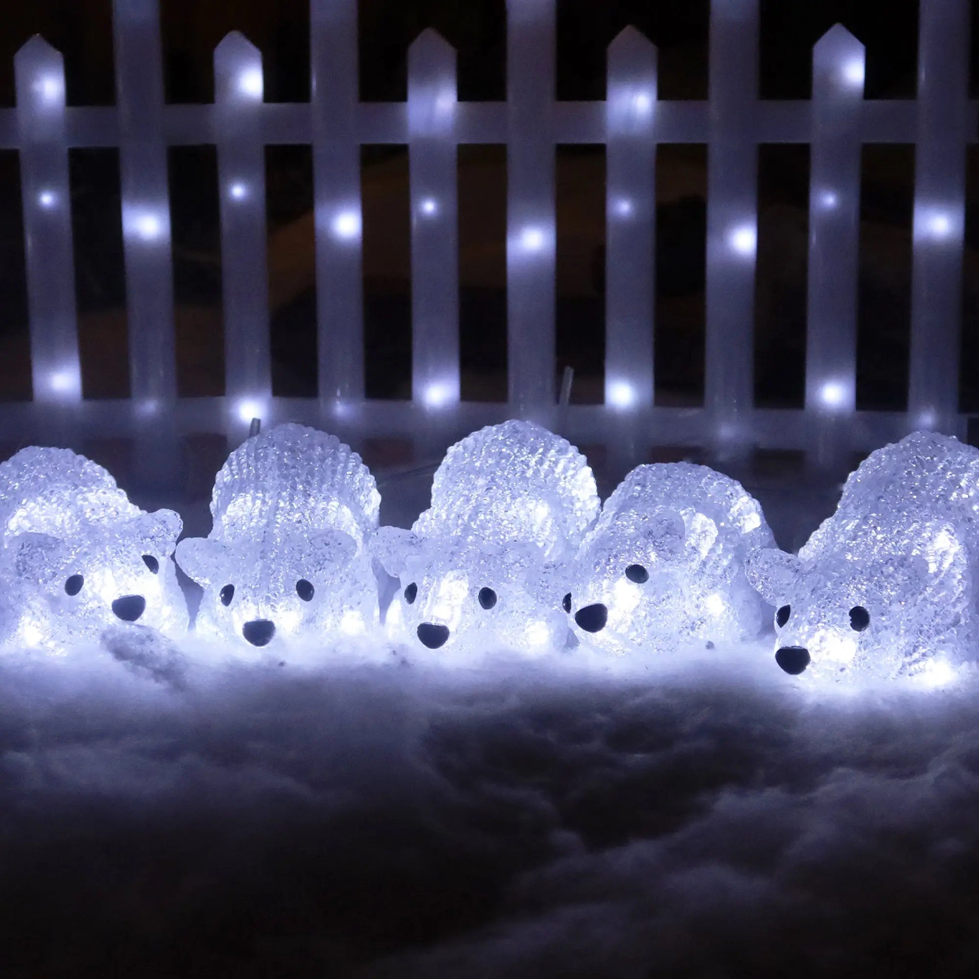 Acrylic Rat Christmas Lights Plug-in Set of 5 White Led