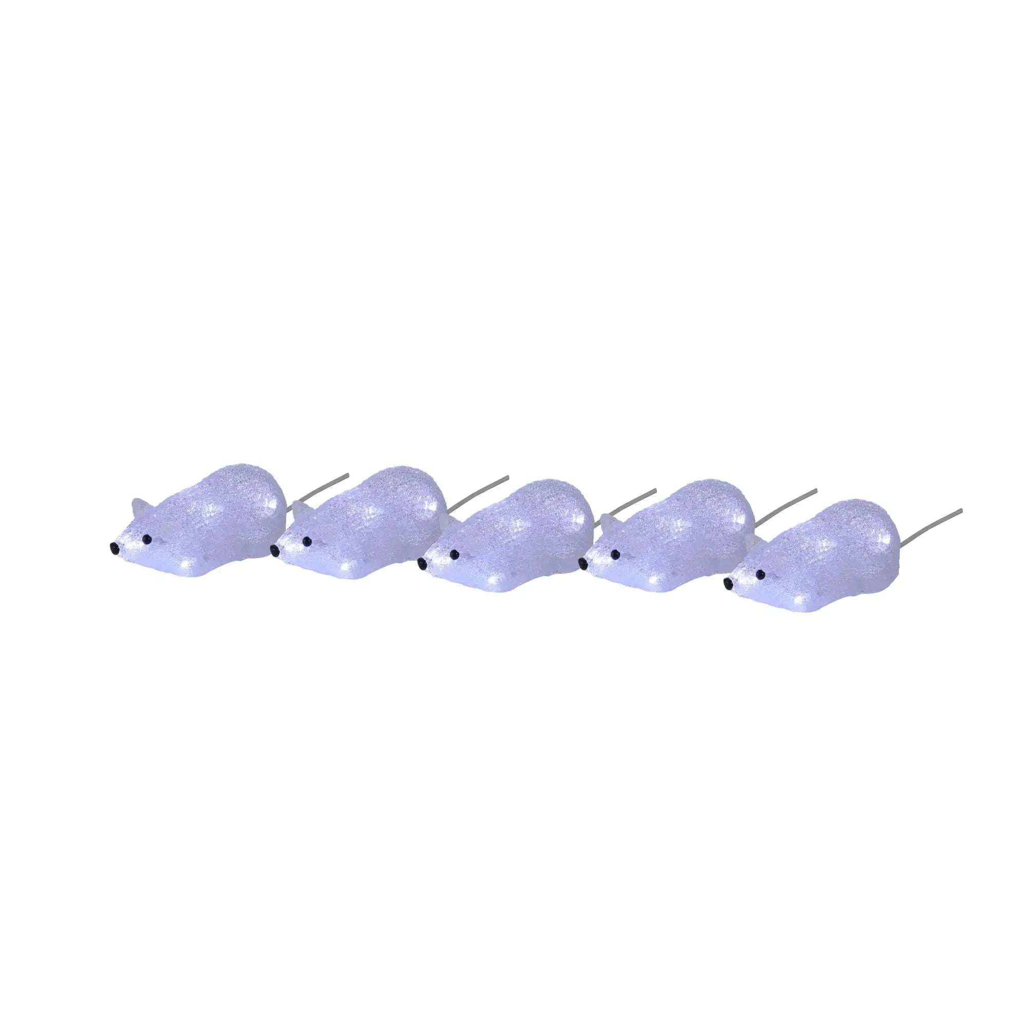 Acrylic Rat Christmas Lights Plug-in Set of 5 White Led
