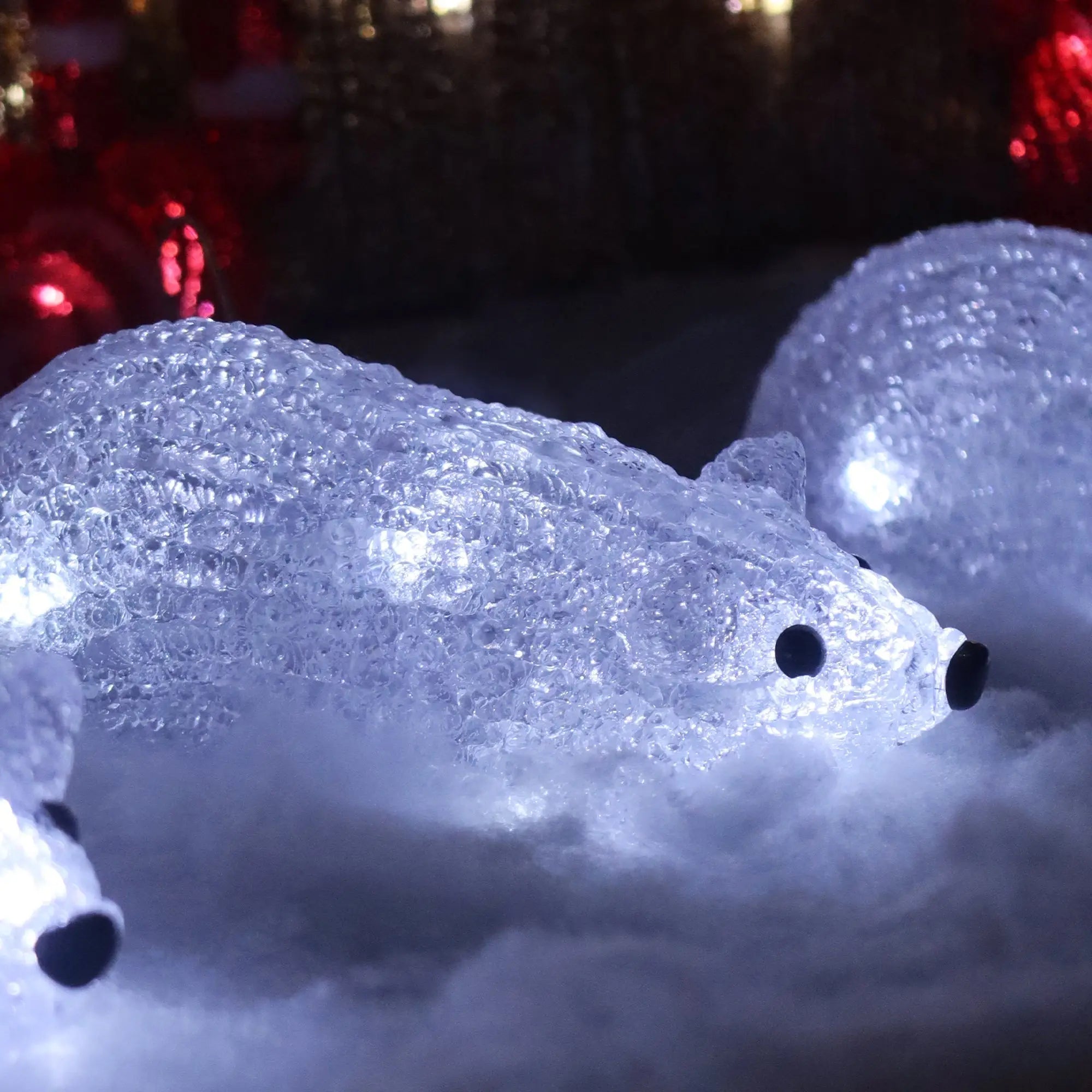 Acrylic Rat Christmas Lights Plug-in Set of 5 White Led