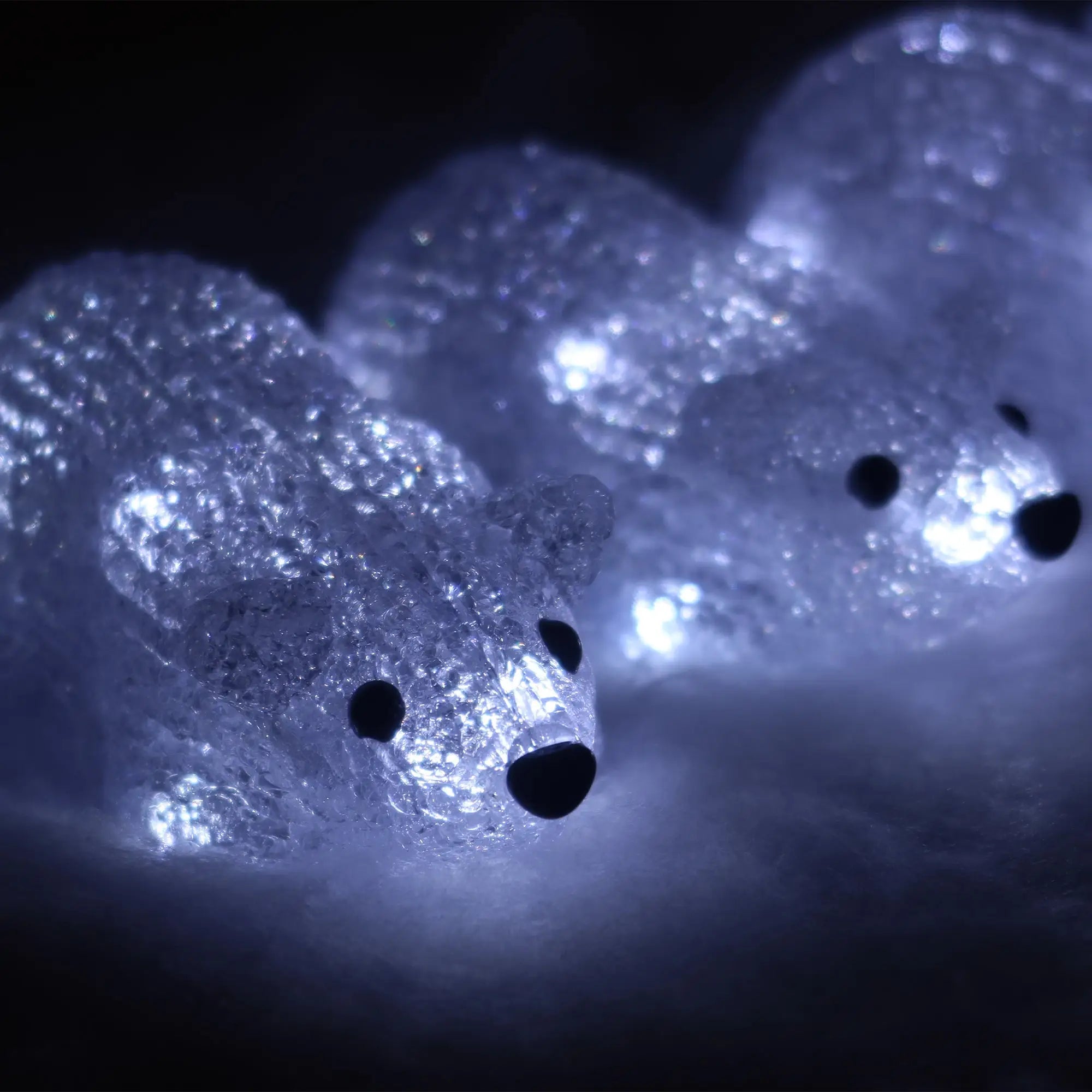 Acrylic Rat Christmas Lights Plug-in Set of 5 White Led