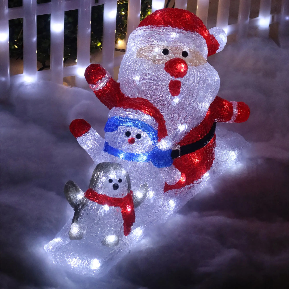 Acrylic Santa Penguin Snowman Led Holiday Decoration
