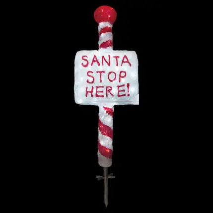Acrylic Santa Stop Here Sign W/ Metal Floor Sticker