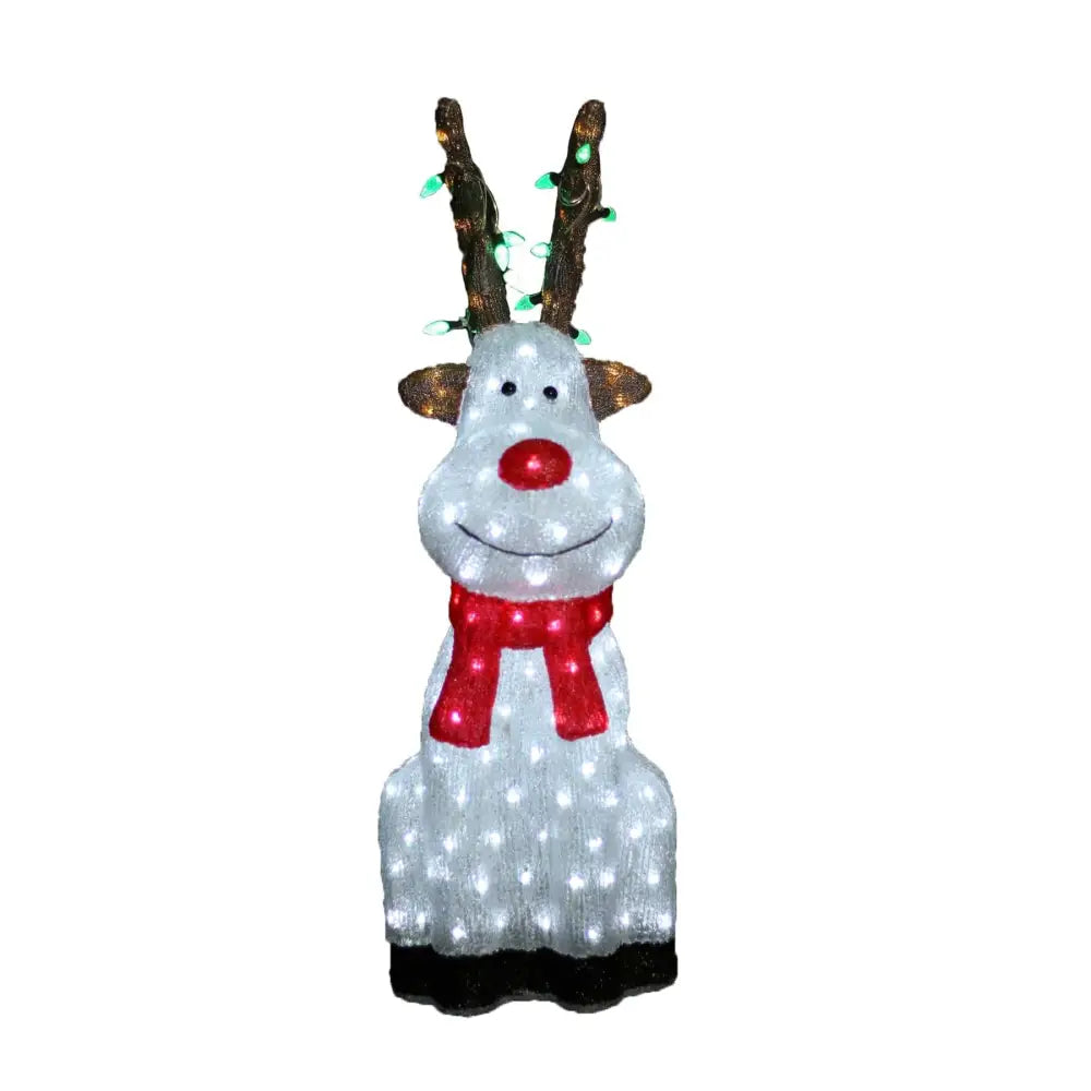 Promo Christmas Figure Acrylic Sitting Red Nose Reindeer with Christmas Lights - 2 Sizes