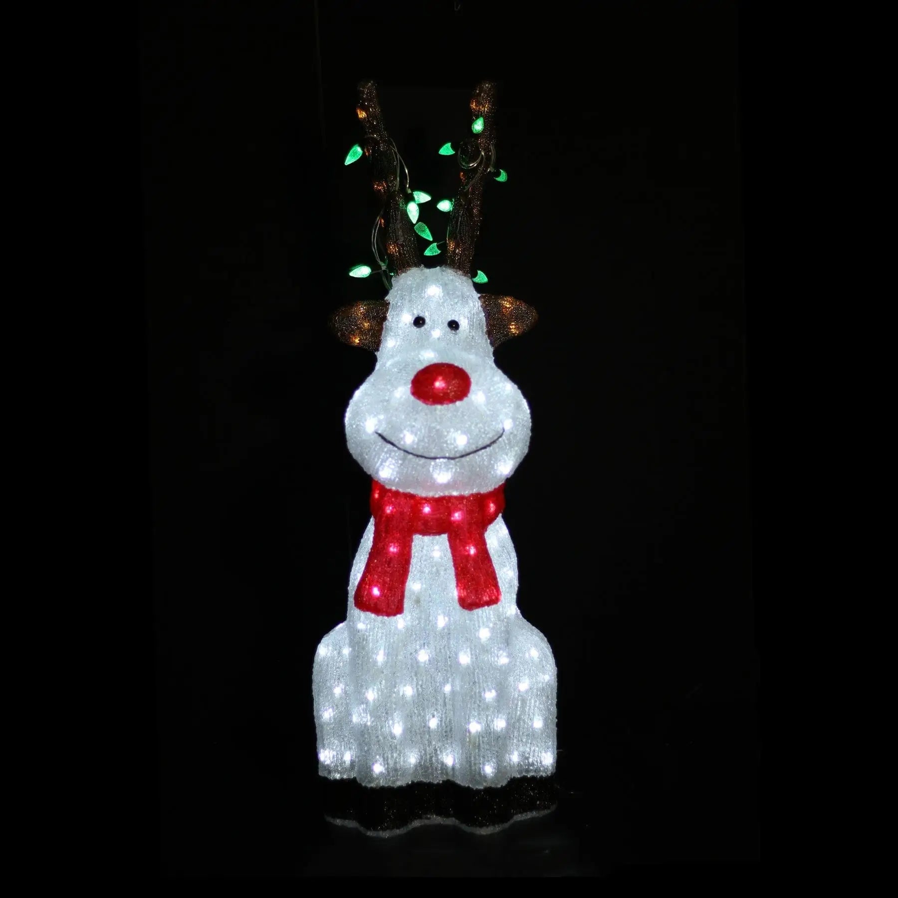 Promo Christmas Figure 50cm Acrylic Sitting Red Nose Reindeer with Christmas Lights - 2 Sizes ACY021-P
