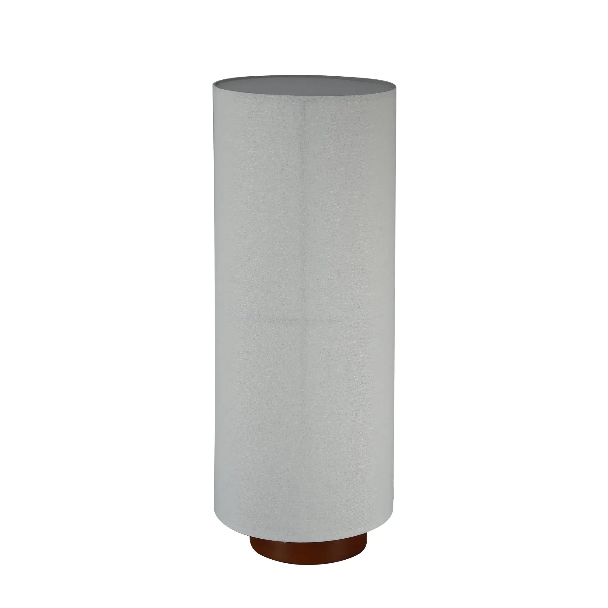 Ailsa linen floor lamp with white cylindrical vase and brown slim base