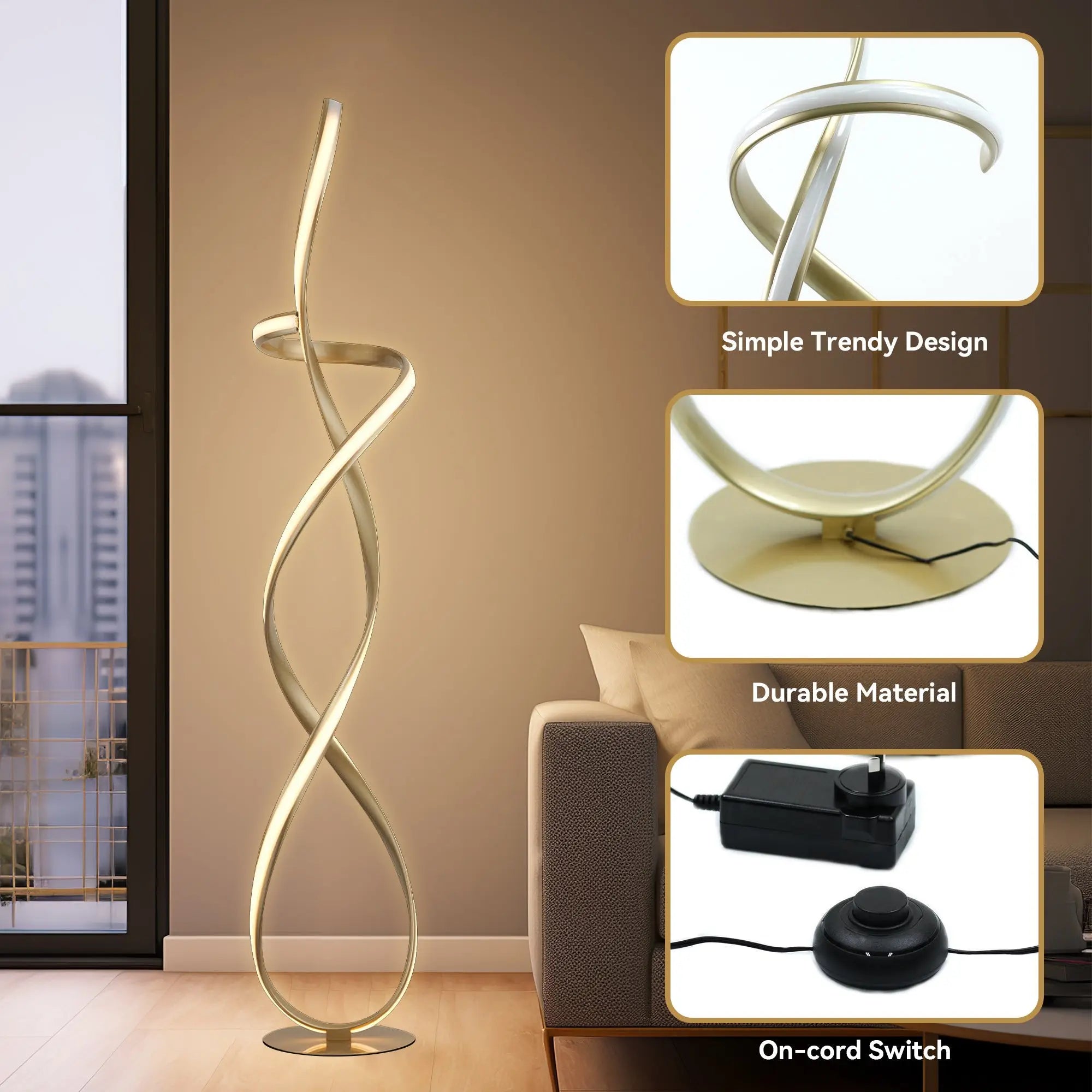 Ainhoa Led Floor Lamp - Gold Lexi Lighting