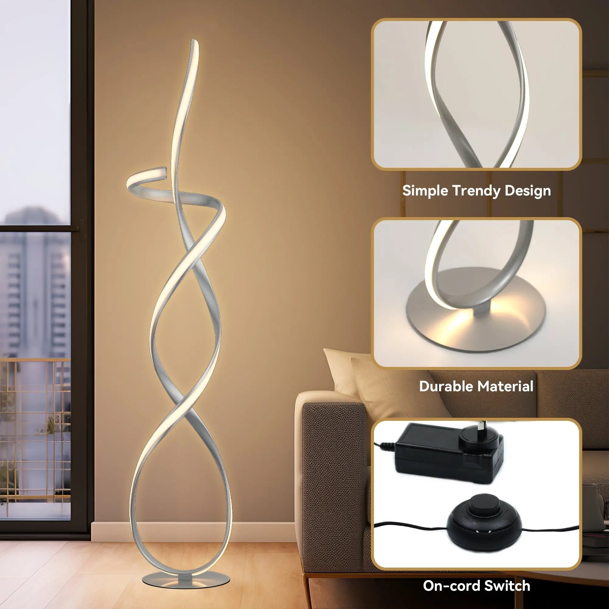 Ainhoa Led Floor Lamp - Satin Chrome Lexi Lighting