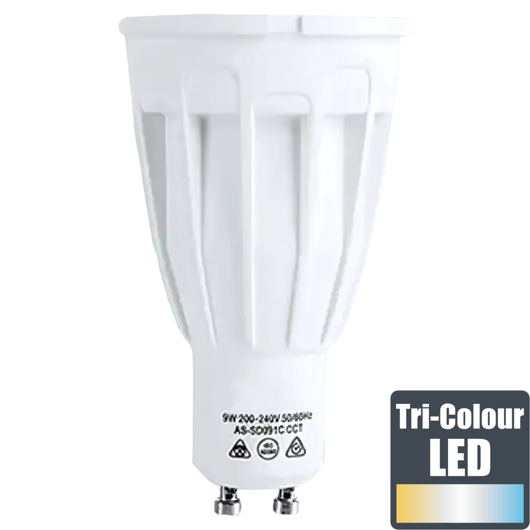9W GU10 Tri-Colour Long Body LED Globe