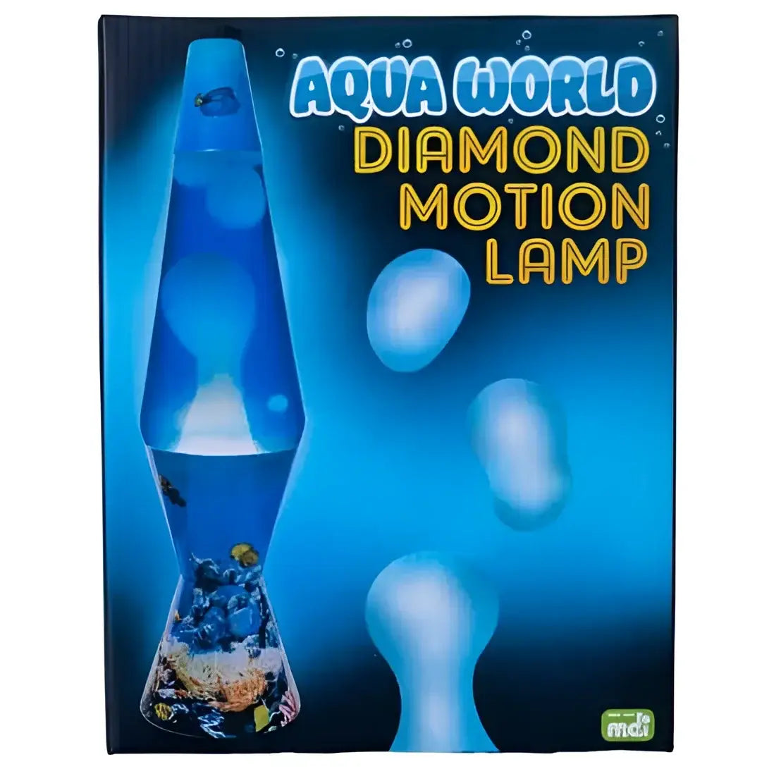Aqua world diamond motion lava lamp 36 cm featuring blue glowing bubbles and an underwater scene motion effect