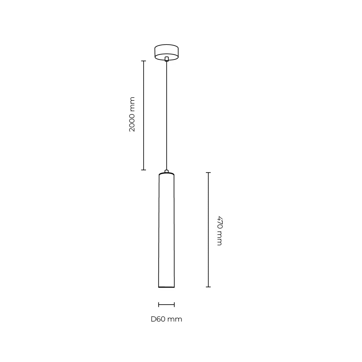 Aris Technical drawing of a pendant light with dimensions on a white background