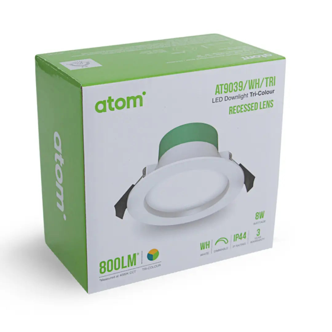 Atom At9039 8w Tri-colour Led Dimmable Recessed