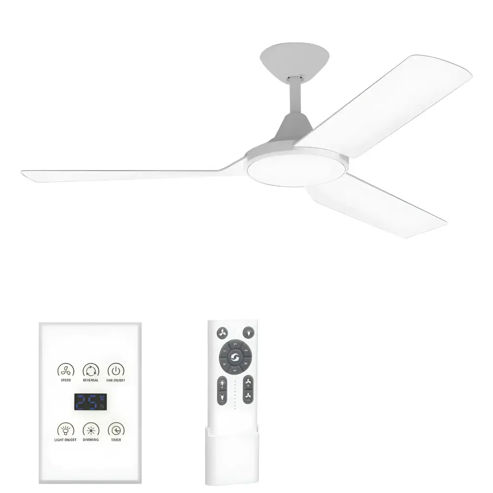 Domus Lighting Ceiling Fan AXIS 3 Blade 1220mm 48" DC Ceiling Fan - White + Wall Control 60021WC