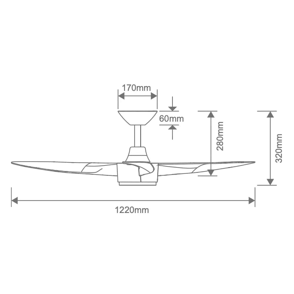 Green Earth Lighting Australia Ceiling Fan BLAST 48" Black DC Ceiling Fan with Remote & CCT LED Light 60152