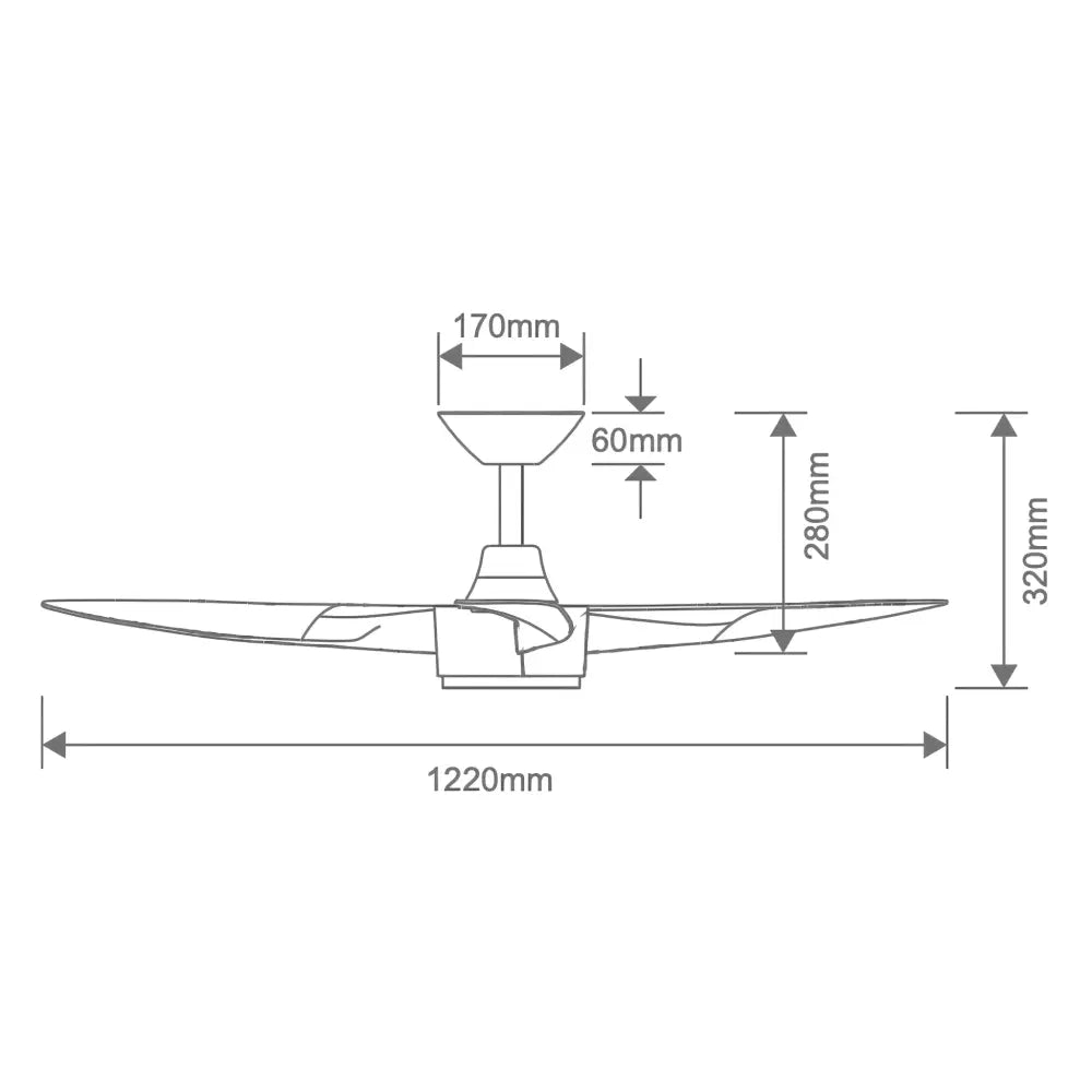 Green Earth Lighting Australia Ceiling Fan BLAST 48" Black DC Ceiling Fan with Remote & CCT LED Light 60152