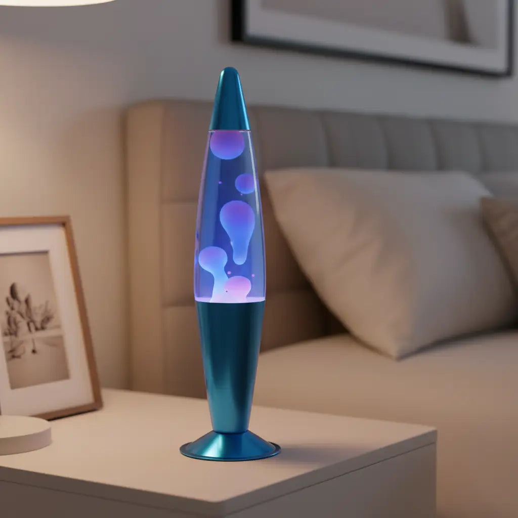 Blue Blue Blue Metallic Peace Motion Lava Lamp
