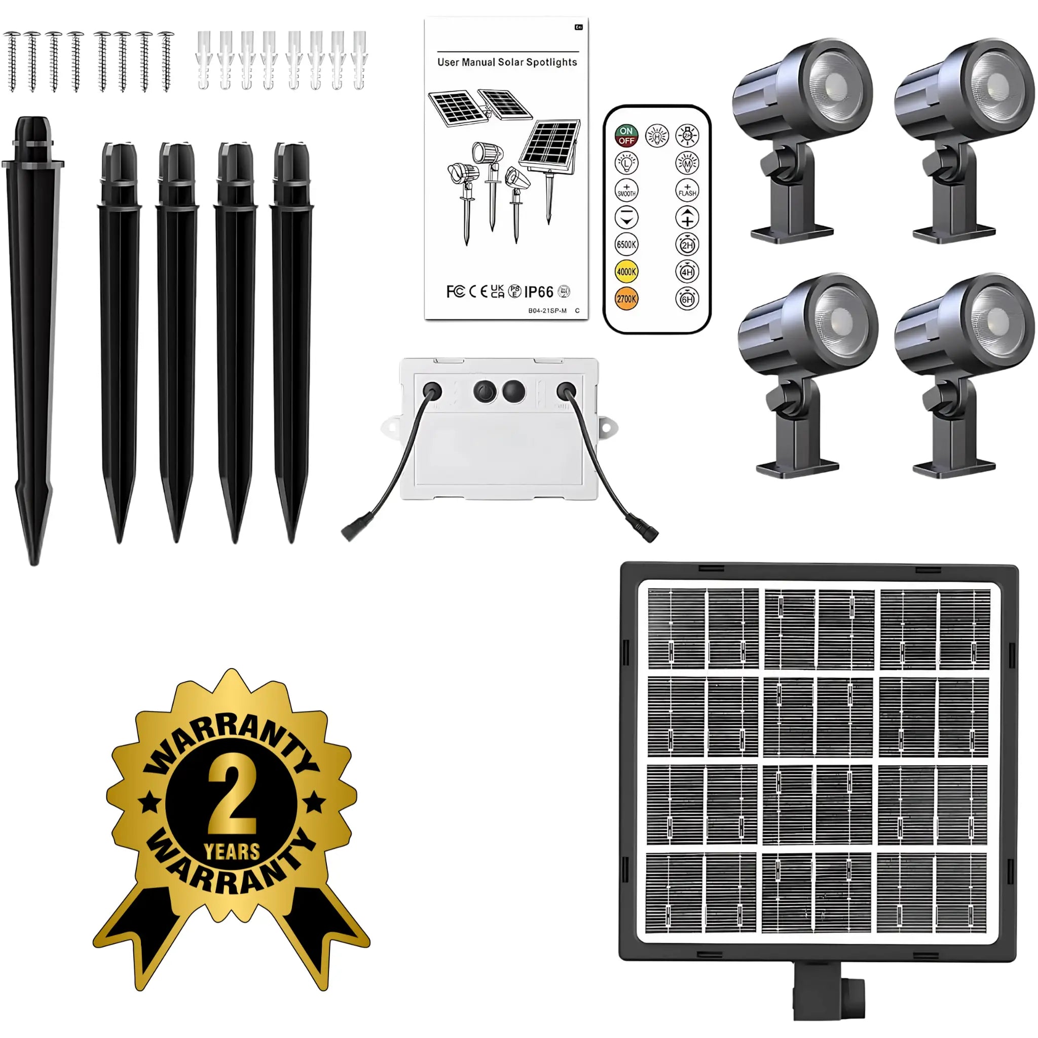 Tri-colour Solar Garden Spotlights Kit Waterproof