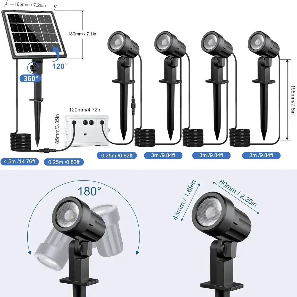 Botanical Beam Pro – 4-in-1 Solar Spotlights Kit | Tri-Colour LED | IP66 - Home & Garden > Lighting > Landscape Pathway