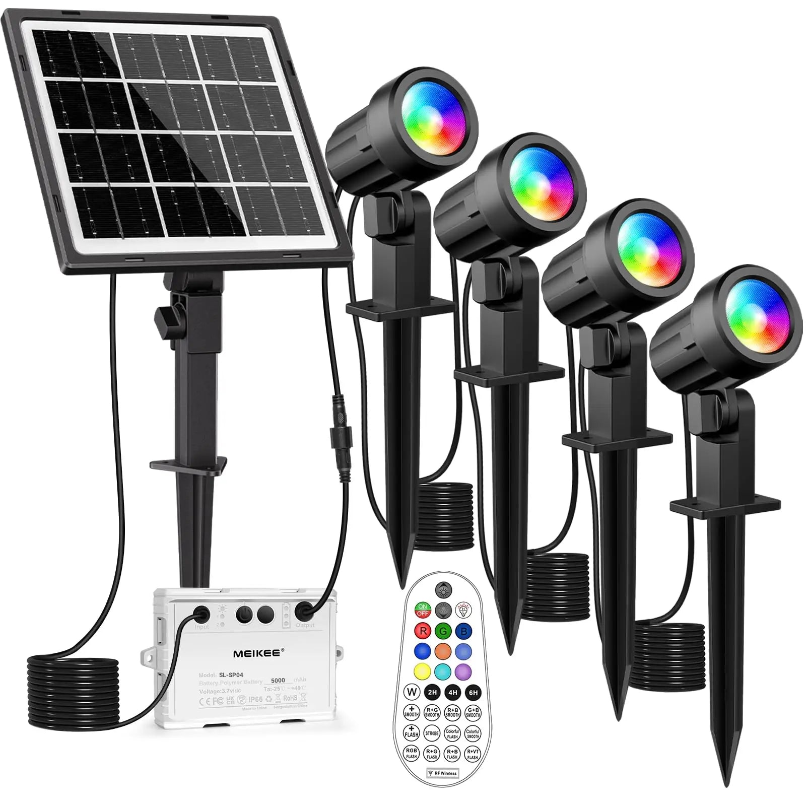 Botanical 4-in-1 RGB LED Solar Spotlights Garden Spike Kit