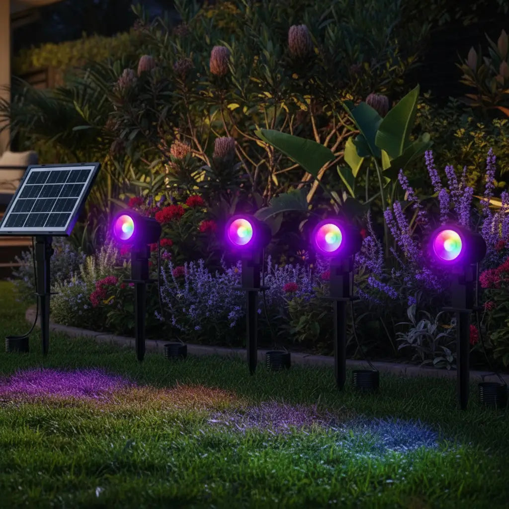 Botanical 4-in-1 RGB LED Solar Spotlights Garden Spike Kit