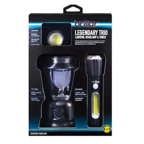 Brillar Camping Torch Legendary Trio Lantern,Headlamp & Torch