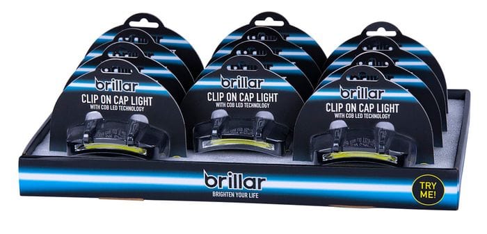 Brillar Electrical Counter display carton of 12 Clip-On Cap Light BR0031/12