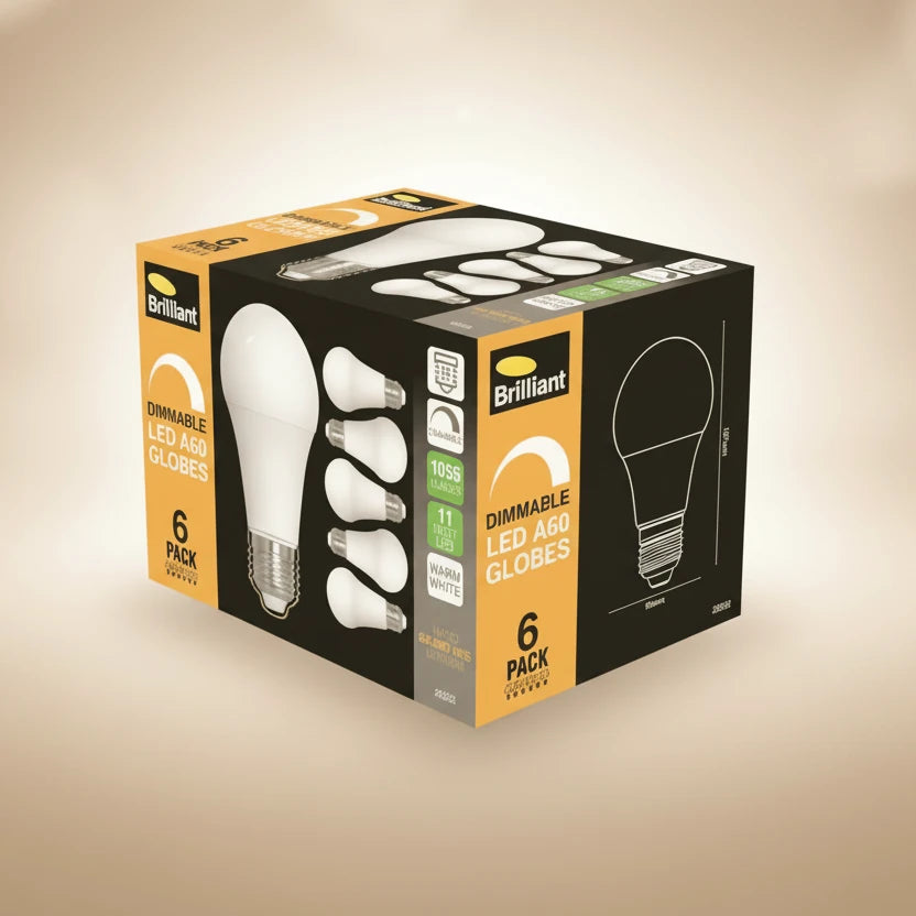 Brilliant 11W A60 E27 LED Dimmable Globe (Daylight, 6-Pack)