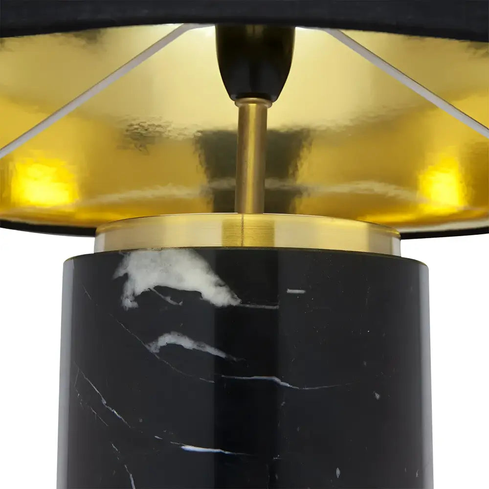 CAFE LIGHTING & LIVING Table Lamp Paola Marble Table Lamp - Black w Black Shade B11651