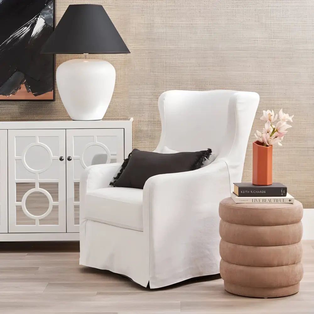 CAFE LIGHTING & LIVING Table Lamp Picasso Table Lamp - White w Black Shade B13294