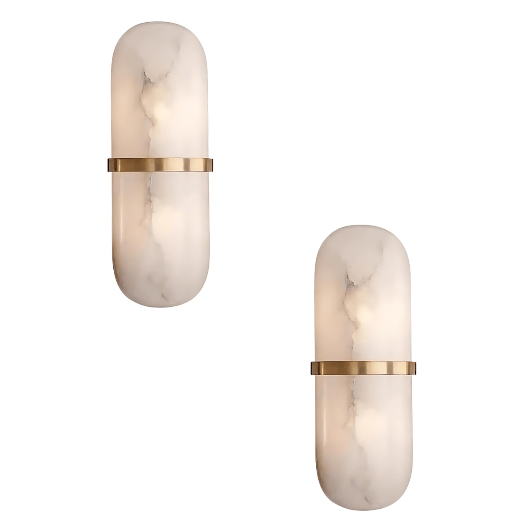 Green Earth Lighting Australia Wall Light Value Twin Pack Wall Light / 3000K Warm White CASTELLA Brass Spanish Marble LED Interior Wall Light GE15BR3K2PK