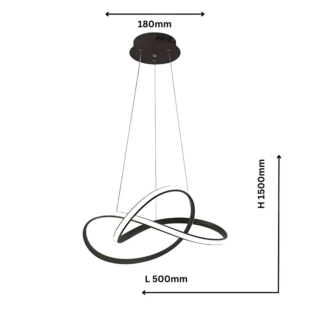 Close-up of Charlotte Black LED Pendant Light with Twisted Design