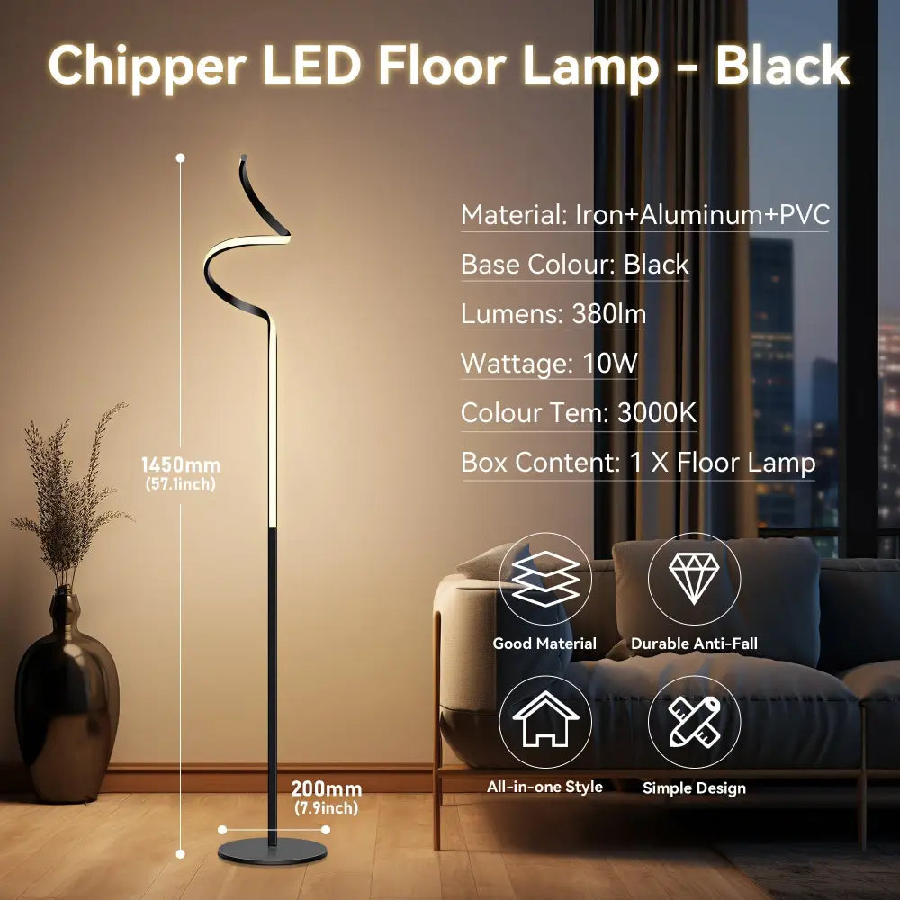 Chipper LED Floor Lamp - Black