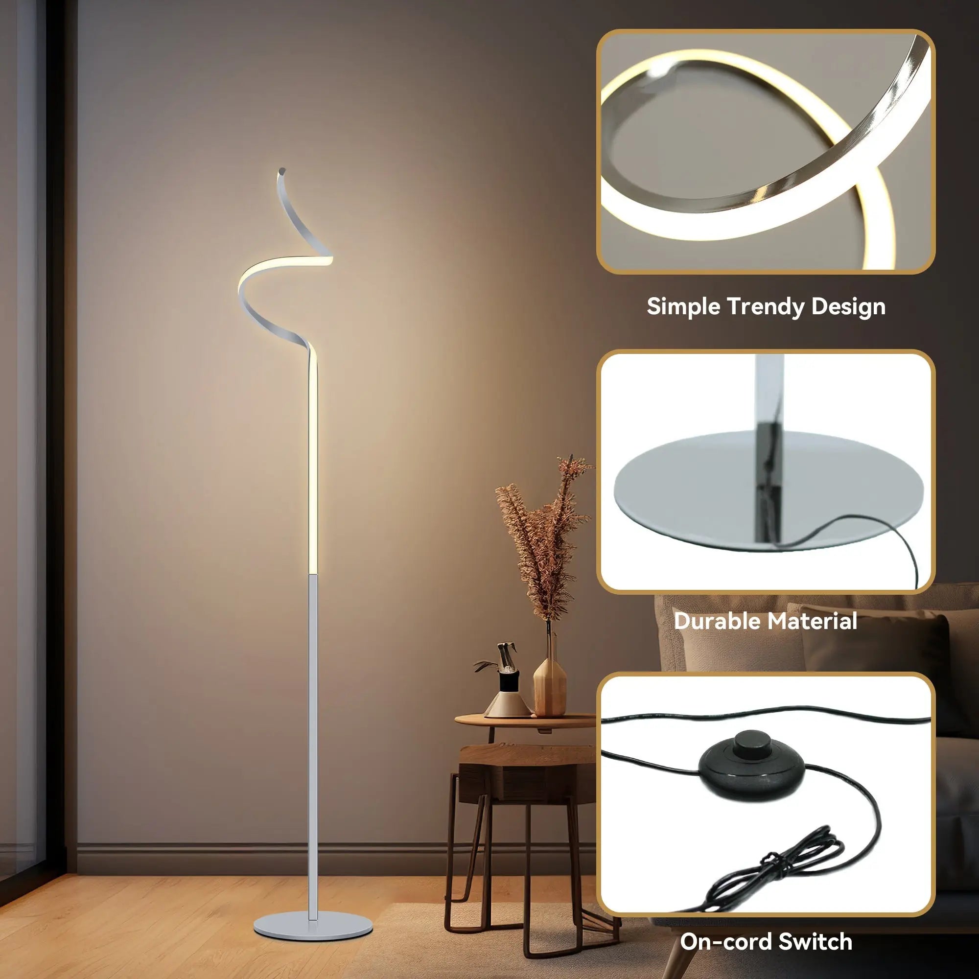 Chipper Led Floor Lamp - Chrome Lexi Lighting