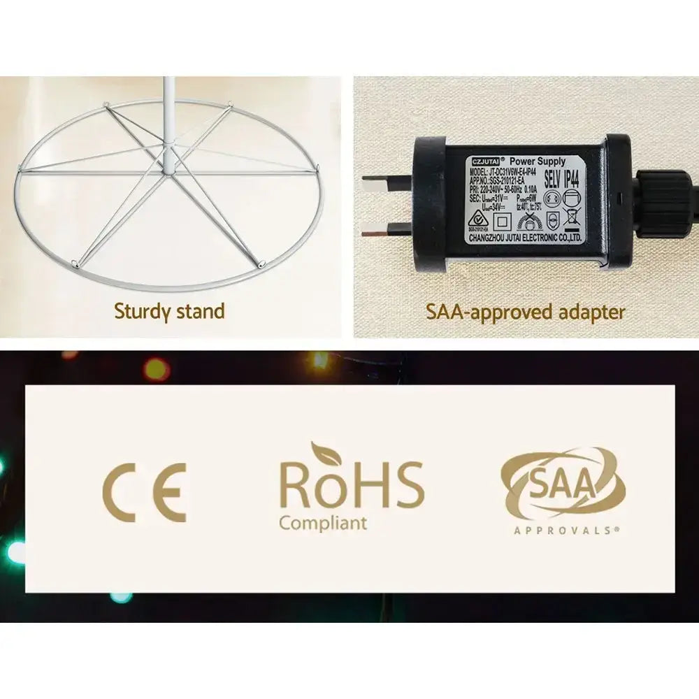 1.8M 320 LED Xmas Cold White Lights Optic Fibre Christmas Tree