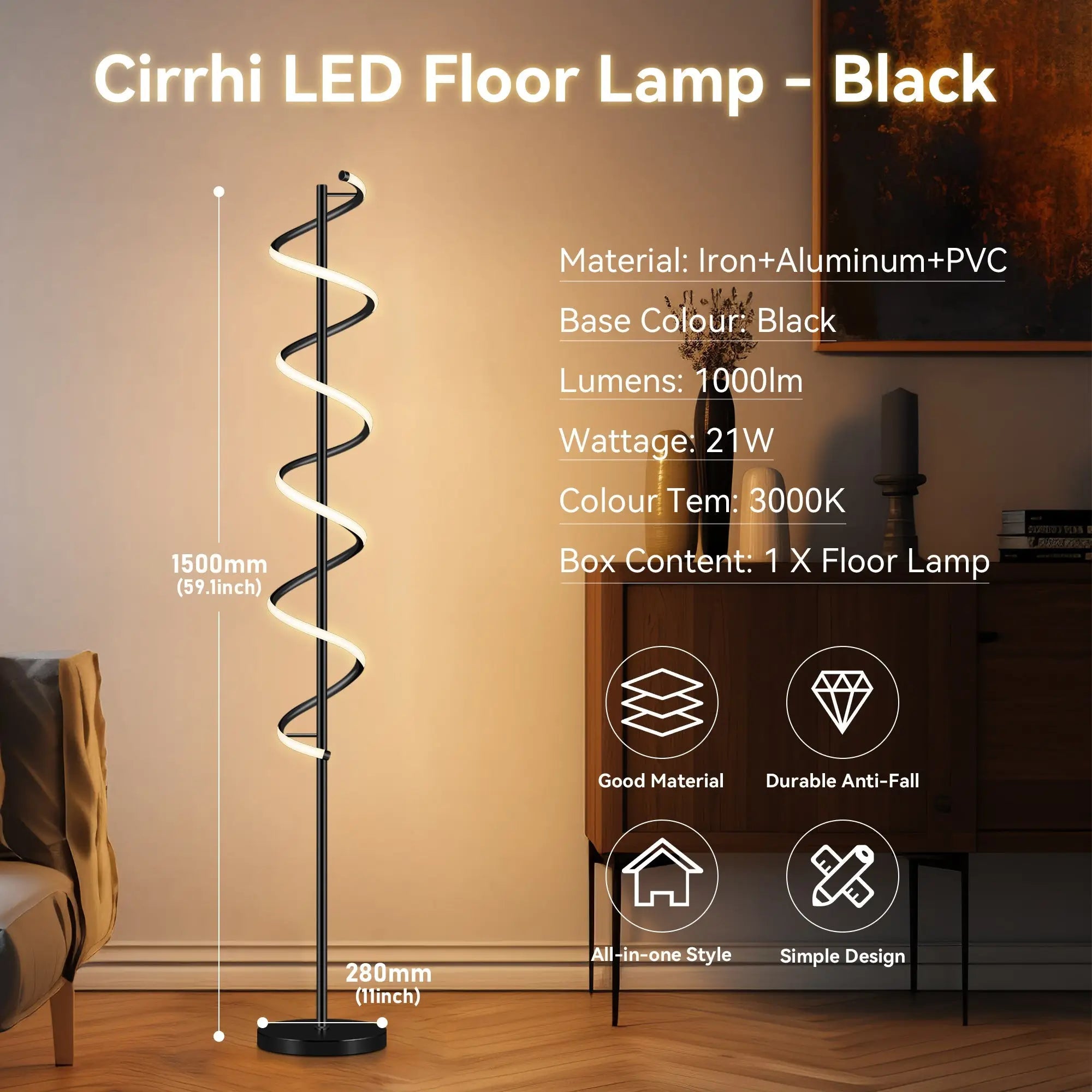 Cirrhi Led Floor Lamp - Black Lexi Lighting