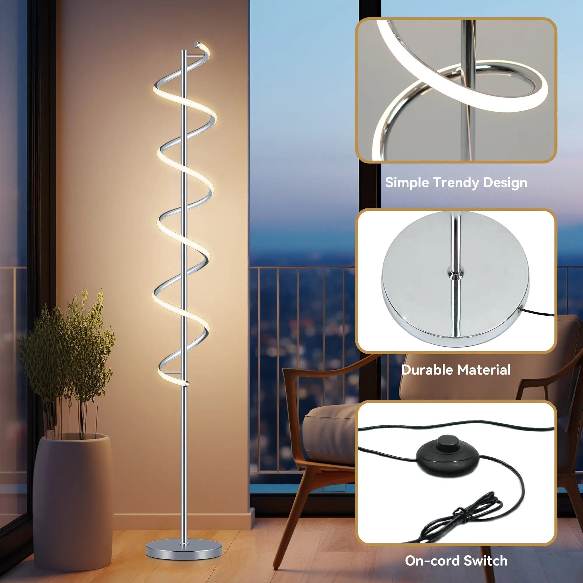Cirrhi Led Floor Lamp - Chrome Lexi Lighting