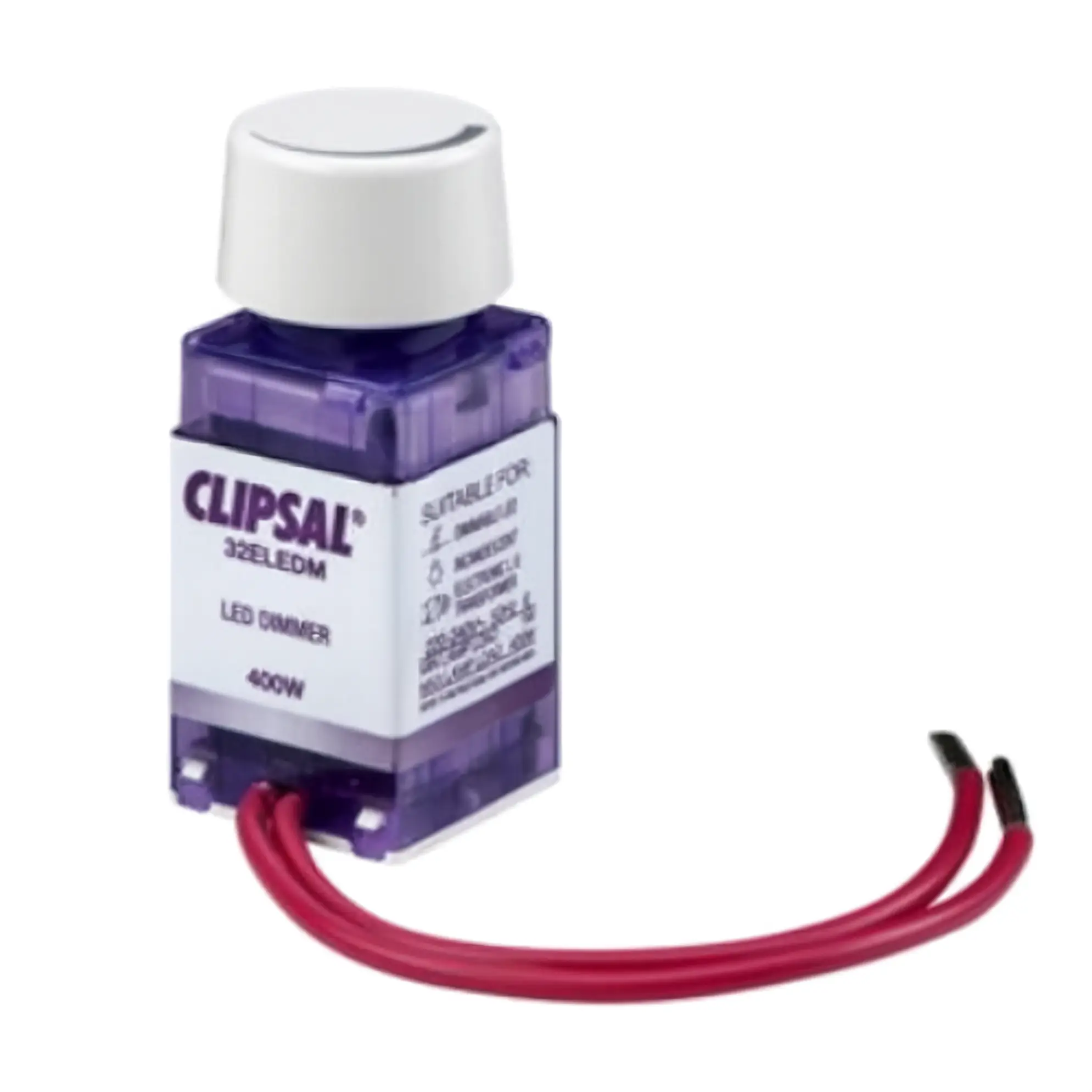 Clipsal LED dimmer with wiring on a white background